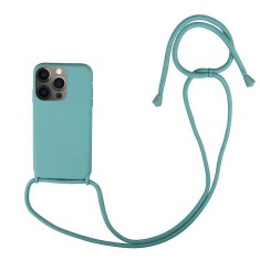 Husa compatibila cu apple iphone 13 pro, strap, cu snur prindere gat regrabil, camera protect, antishock, mint green foto
