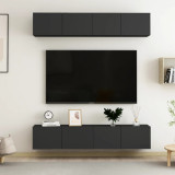 Dulapuri TV, 4 buc., negru, 80x30x30 cm, lemn prelucrat GartenMobel Dekor, vidaXL