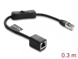 Cablu prelungitor de retea RJ45 Cat.6 F/UTP 0.3m cu switch, Delock 81563