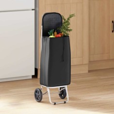 Cărucior de cumpărături cu roți, negru, 35 L