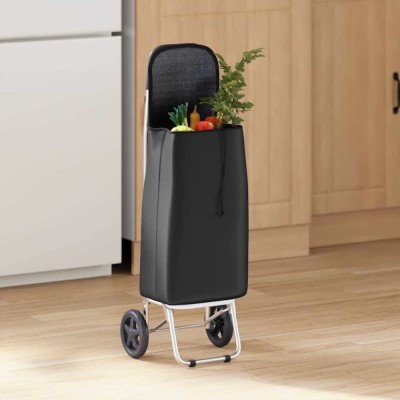 vidaXL Carucior de cumpărături Negru 35 x 28 x 92 cm Tafeta Oxford 42002344 foto