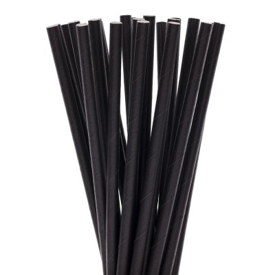 Set 100 paie, flippy, din hartie, 20 cm, model uni, negru foto