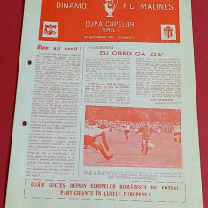 Program meci fotbal DINAMO Bucuresti-FC MALINES(Cupa Cupelor 30.09.1987)