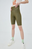 Cumpara ieftin Adidas Originals pantaloni scurți Trefoil Moments HF2105 femei, culoarea verde, uni, high waist HF2105-FCOLI/ALML