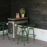Scaun Bar Tractor Esschert Design Verde, Fonta si Otel, Pivotant, Reglabil pe Inaltime, 50.5x48x70 cm