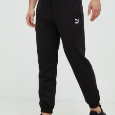 Puma pantaloni de trening barbati, culoarea negru, neted