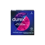 Prezervative cu striații DUREX Mutual Pleasure, regular fit, cu efect de stimulare clitoridiană și &icirc;nt&acirc;rziere ejaculare, 56 mm, 1 cutie x 3 buc