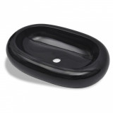 Cumpara ieftin Chiuveta de baie din ceramica, ovala, negru