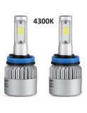 Set 2 leduri H8 COB Canbus, 4300k, putere 72W, luminozitate 8000 Lm, 12V - 24V