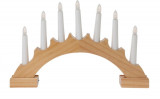 Decoratiune luminoasa Candle Bridge round, 41.5x5.5x25.5 cm, 7 LED-uri, lemn, maro