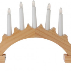 Decoratiune luminoasa Candle Bridge round, 41.5x5.5x25.5 cm, 7 LED-uri, lemn, maro