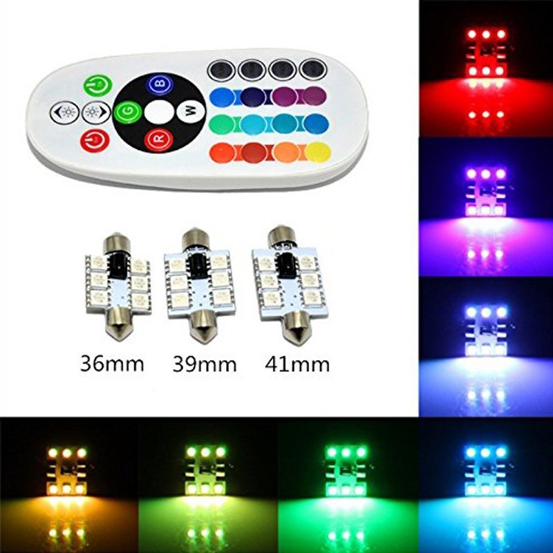 Bec SOFIT 41MM. RGB CU TELECOMANDA - 6 LED SMD 5050 RGB 12V (pret/set ...