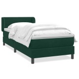 Cumpara ieftin Pat box spring cu saltea, verde inchis, 80x220 cm, catifea