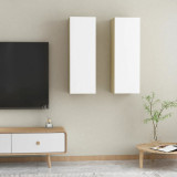 VidaXL Comode TV, 2 buc., alb și stejar Sonoma, 30,5x30x90 cm, PAL