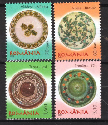 ROMANIA 2007 CERAMICA ROMANEASCA - FARFURII ( II) Serie 4 timbre LP.1765 MNH** foto