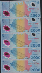 2000 LEI 1999 ECLIPSA UNC (stare perfecta) 5 bancnote cu serii consecutive foto