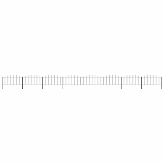 vidaXL Gard de grădină cu v&acirc;rf suliță, negru, (0,5-0,75) x 13,6 m oțel