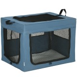 PawHut Sac de transport pliabil pentru animale de companie cu m&acirc;ner, plasă 69 x 51 x 51 cm albastru negru | Aosom Romania