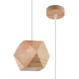 Lampă Suspendată Woody Lemn Natural Cu 1 Bec Geometric Scandinav De Interior