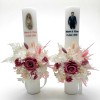Set lumanari pentru nunta, 40 cm, cu trandafiri criogenati, hortensie criogenata, flori naturale uscate (Multicolor)