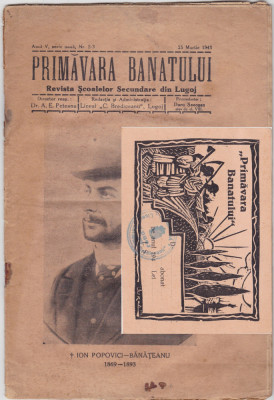 Primavara Banatului Revista si cartela abonament Lugoj 1943 foto