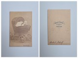 Fotografie de colectie CDV Atelier Friedrich K&ouml;pfel, Copil in carucior (Inceputurile fotografiei), Hermannstadt Sibiu Transilvania, Romania ca 1855-60