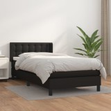 Cumpara ieftin Pat continental cu saltea, negru, 80x200 cm, piele ecologică