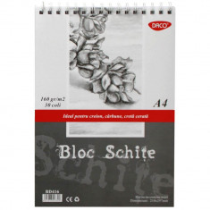 Bloc A4 pentru Schite DACO, 30 File, 160 g/m², Hartie Alba, Bloc Schite DACO, Bloc Schite A4, Bloc Schite, Bloc Schite Foi Albe, Bloc Schita Alba, Blo