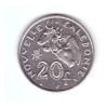 Moneda Noua Caledonie 20 francs/franci 1992, stare foarte buna, curata, Australia si Oceania, Nichel