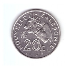 Moneda Noua Caledonie 20 francs/franci 1992, stare foarte buna, curata