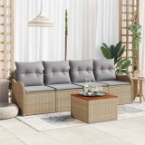 Cumpara ieftin Set de canapele pentru grădină cu pernă 5 pcs Bej, Gri deschis