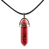 Colier cu piatra semipretioasa hexagonala Coral