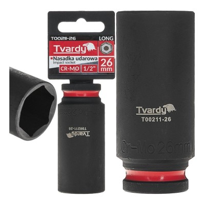 Cheie tubulara de impact lunga in 6 puncte 1 / 2&amp;quot;, 26 mm, Cr-Mo, Tvardy T00211-26 foto