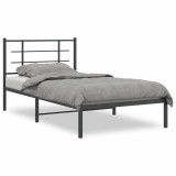 VidaXL Cadru de pat metalic cu tăblie, negru, 100x190 cm