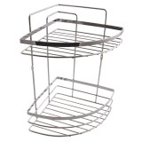 Cumpara ieftin Etajera pentru baie, pe colt, din metal, 2 rafturi, prindere mecanica, crom lucios, 210 x 210 x 320 mm