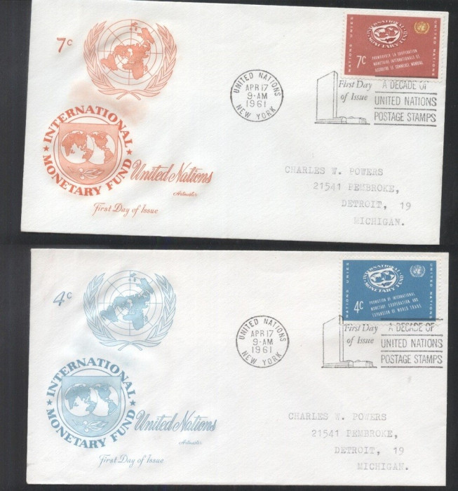 UN New York 1961 World trade Mi.96-97 FDC UN.143