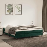 vidaXL Pat box spring cu saltea, verde &icirc;nchis, 160x200 cm, catifea 3144342