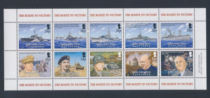 BRITISCH INDIAN OCEAN-Victoria in razboi-vase militare-Bloc de 10 timbre