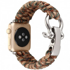Curea pentru Apple Watch 38 mm iUni Elastic Paracord Rugged Nylon Rope, Brown foto