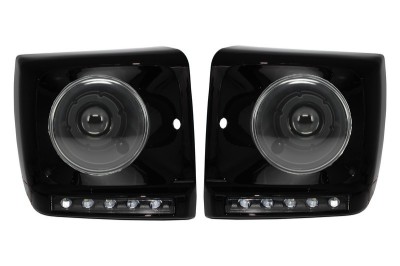 Carcasa faruri LED DRL Negru Mercedes G-class W463 (1989-2012) G65 Design cu Faruri Bi-Xenon Performance AutoTuning foto