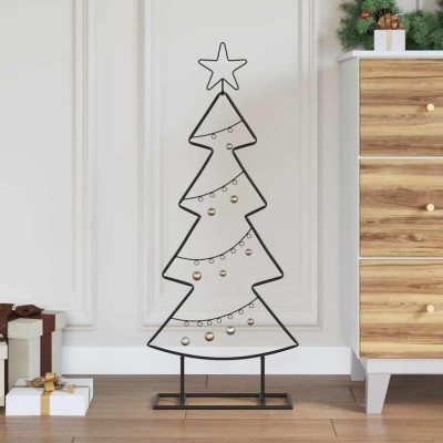 vidaXL Pom de Crăciun din metal cu suport Negru 90 cm Oțel 42019187 foto
