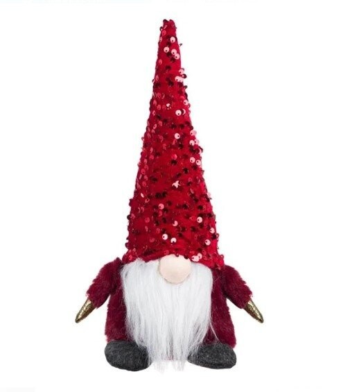 Figură Decorativă Gnome de Crăciun cu Căciulă Roșie cu Paiete