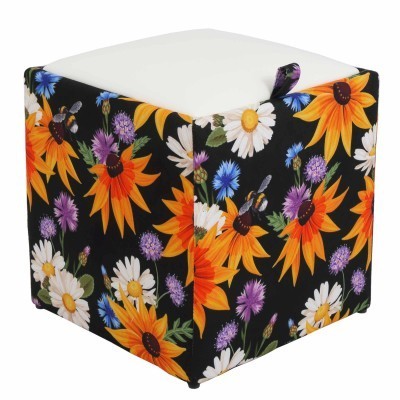 TABURET BOX - PRINT - CORP FLORI CAMP/CAPAC IMITATIE PIELE DIVERSE CULORI - Cognac 8070 foto