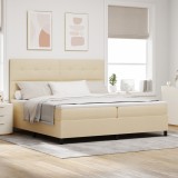 VidaXL Pat cu arcuri și saltea crem 200x200 cm țesătură