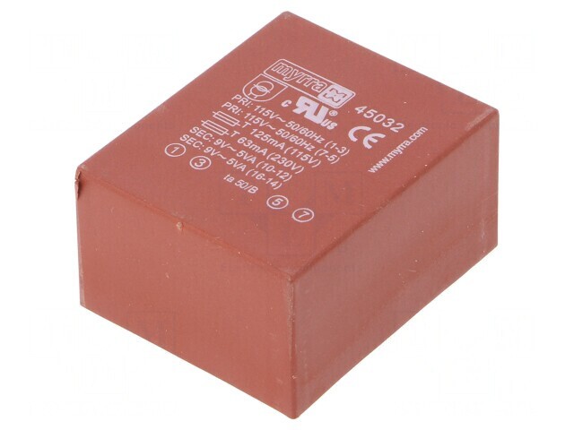 Transformator &Icirc;ncapsulat 10VA 115/230V 9V 9V 556mA PCB