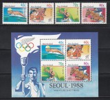 Noua Zeelanda 1988 - Jocurile Olimpice - Seul, Serie + Colita, MNH, Nestampilat