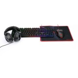 Kit gaming cu fir Redragon S137 Essentials 4 in 1 - mouse, tastatura, casti, mousepad, iluminare RGB, Negru