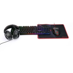 Kit gaming cu fir Redragon S137 Essentials 4 in 1 - mouse, tastatura, casti, mousepad, iluminare RGB, Negru