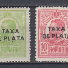 ROMANIA 1918 CAROL I TIPOGRAFIATE CU SUPRATIPAR TAXA DE PLATA SERIE SARNIERA