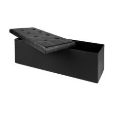Banca 3 locuri cu spatiu depozitare 131 L, Negru, 115 x 38 x 38 cm